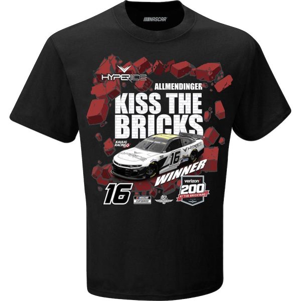 A.J. Allmendinger Checkered Flag Black 2021 Verizon 200 at the Brickyard Race Win T-Shirt