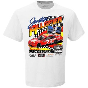 Justin Allgaier JR Motorsports Official Team Apparel White 2021 NASCAR Xfinity Series Steakhouse Elite 200 Race Winner T-Shirt